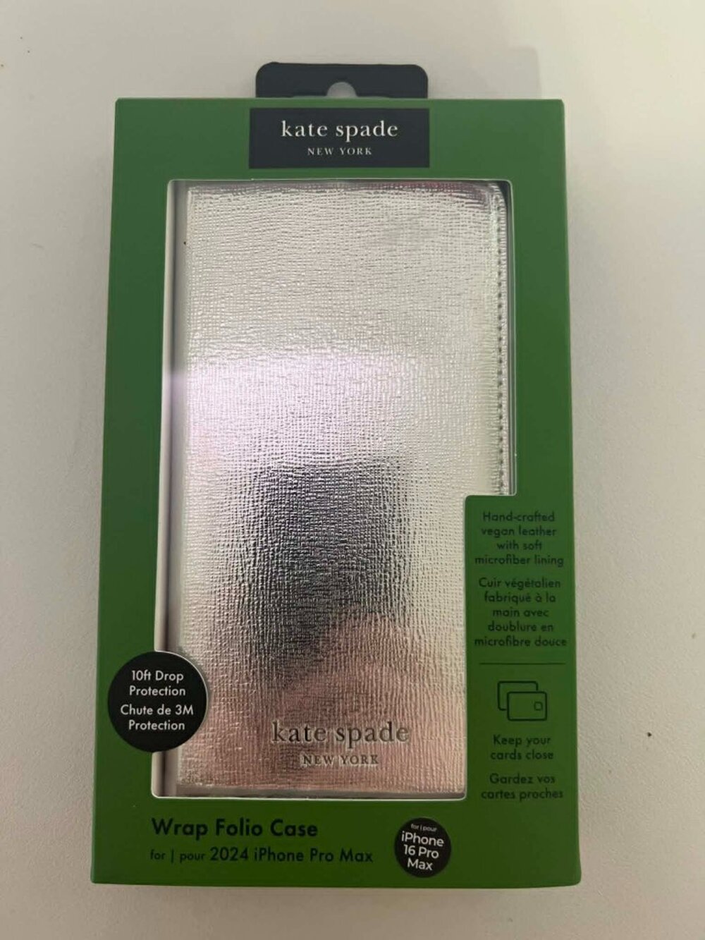 kate spade Wrap Folio Case for iPhone 16 Pro Max in Silver
